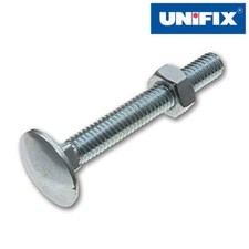 Unifix Cup Square Hex Bolt and Nuts - Metric DIN 603/555 - Bright Zinc Plated