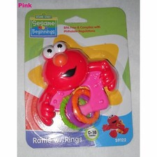 Sesame Street Elmo Rattle with Rings - Pink, BPA Free