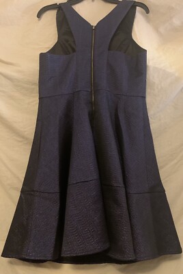 Express Dresses Express Blue Metallic Jacquard Fit Flare Dress Size 10 |  eBay