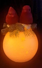 CARDINAL SNOWBALL LIGHT UP FLICKERING ANIMATION VINTAGE CHRISTMAS TABLETOP DECOR