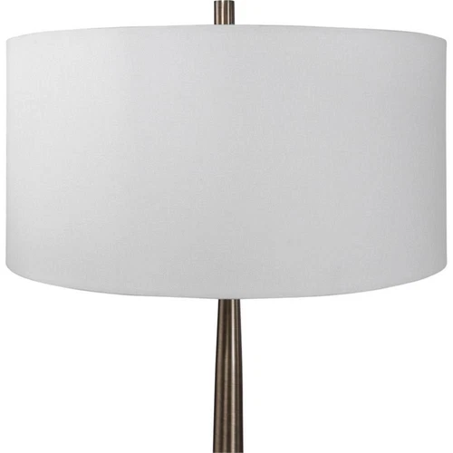 Uttermost Minette Transitional Steel Marble Fabric Floor Lamp in Antique Brass - Picture 5 of 9