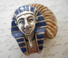 Vintage Sterling Silver Lapis Lazuli Egyptian Pharaoh Enhancer Pendant   T85-1H