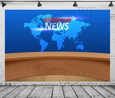 7x5ft Breaking News Photo Backdrop Broadcast Hall News Background Newscaster ...