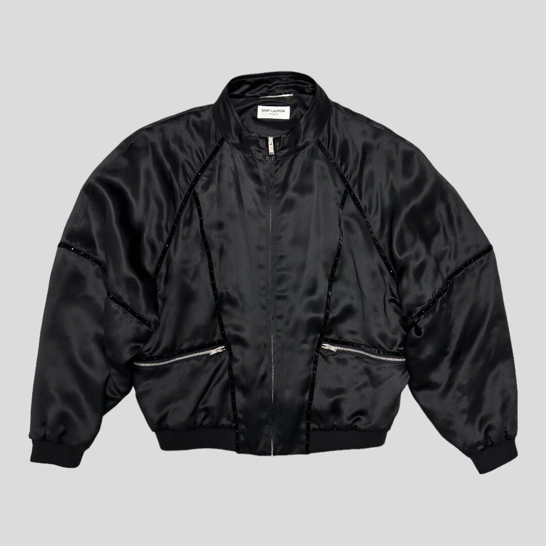 Giacca bomber Saint Laurent Satin Teddy anni '80 taglia L
