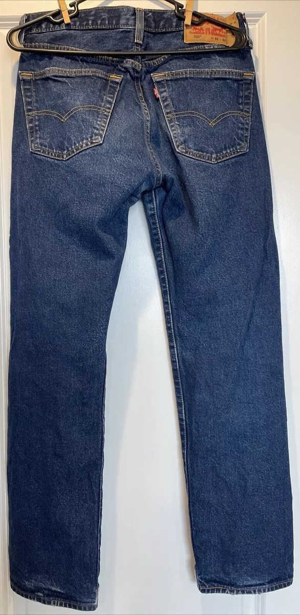 Men's Distressed Levi's 501 Original Fit Jeans Straight Leg