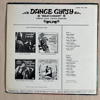 FARKAS LAJOS CIGANY ZENEKARA Dance Gypsy 1968 Vinyl LP Fiesta FLPS