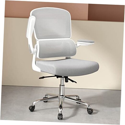 Ergonomic Office Chair, Comfortable Office Chair with Flip-up Arms, White