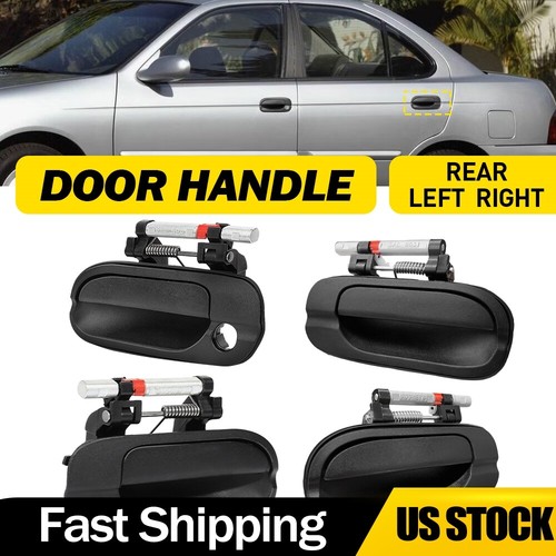 Set of 4 Exterior Outside Door Handle Black Assembly For 2000-2006 Nissan Sentra