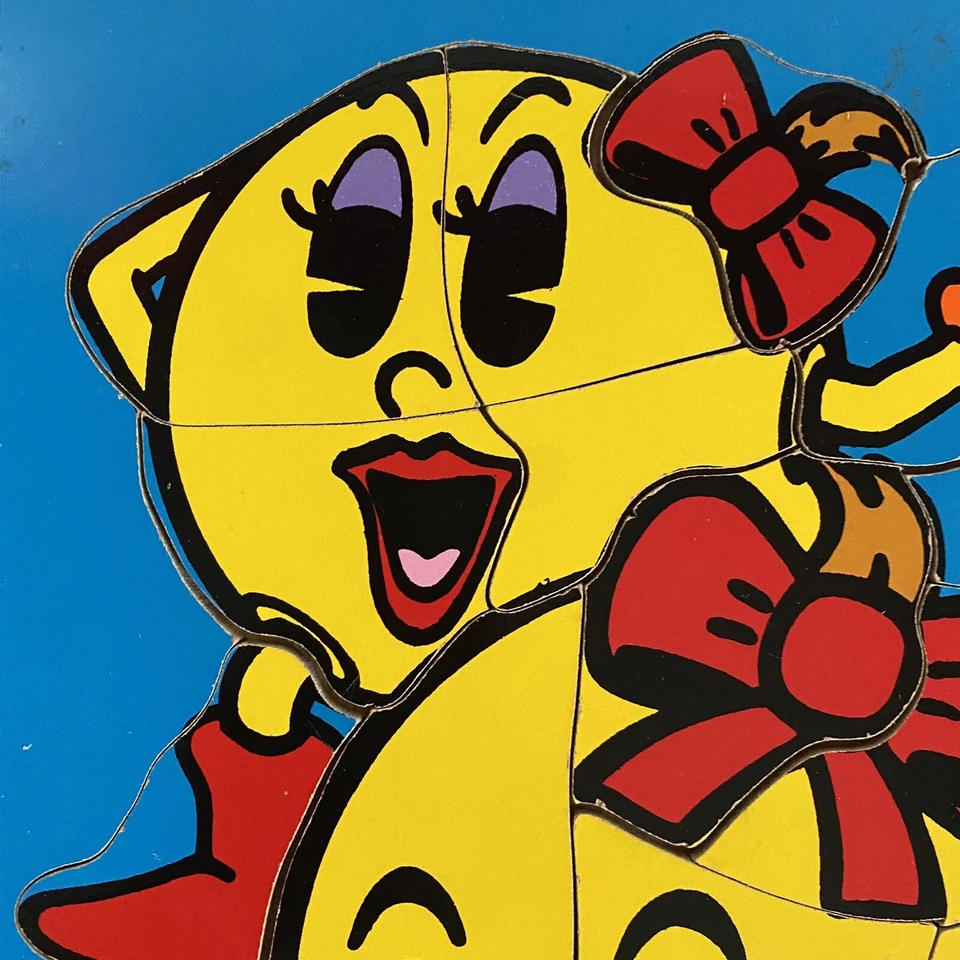 Vintage Wood Playskool Puzzle Toddler 1981 Ms Pac Man Baby  Bally Midway 15pc - Image 2 of 4