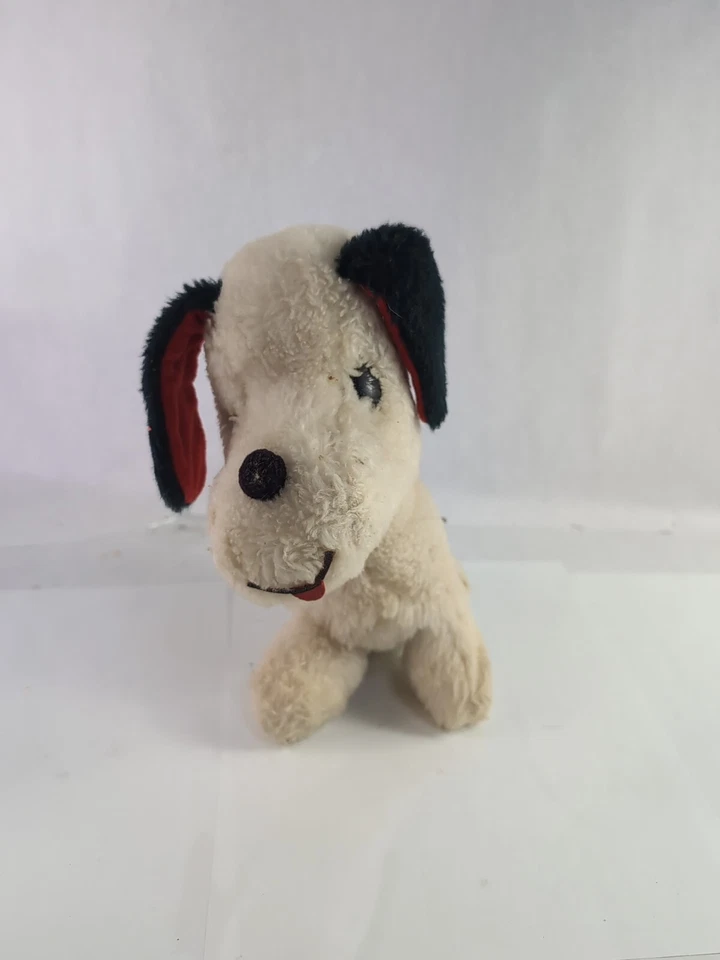 RARE! Vintage Gund 1976 9" White & Black Dog, Wind Music Playing Plush - Image 2 of 4
