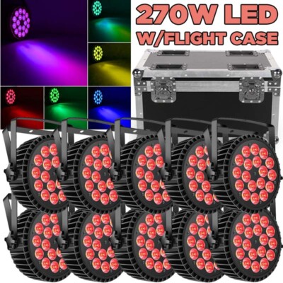 270W Par Light RGBW 18 LED Strobe Stage Beam Disco DJ Party Lighting DMX W/Case
