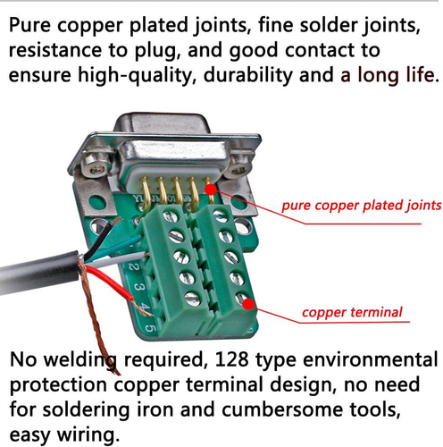 10PCS DB9 Breakout Connector, 5PCS Male + 5PCS Female DB9 Solderless RS232 D-SUB - Picture 3 of 12