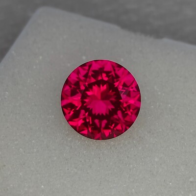 Precision Cut - 7.70 ct Lab Ruby, 12 MM Round Cut Ruby, Solitaire Gemstone