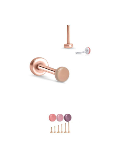 RoseGold Threadless Labret Push Pin Nose Monroe Stud 2mm Skin Tone 16G 18G 20G - Picture 1 of 5