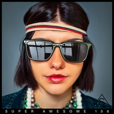 Womens Hipster Narrow Rectangle Horn Rim Plastic Bevel Rim Sunglasses