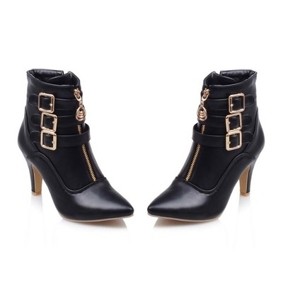 NEW Women Ladies High Block Heel Buckle Ankle Boots Zip Up Casual Dress Shoes US NEW Women Ladies High Block Heel Buckle Ankle Boots Zip Up Casual Dress Shoes US