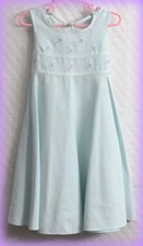Bonnie Jean Girls 4 Beautiful Aqua Dress with Purple Roses Zip  Tie EUC 