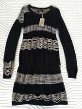 Image of All Saints Siouxsie Jumper dress size 10 BNWT cotton knit ebony pebble grunge