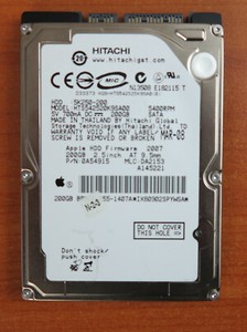 Hitachi 2.5" SATA 200GB 5400 RPM Apple Hard Drive HTS542520K9SA00 (5K250-200)