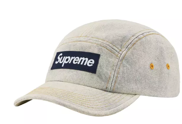 Supreme Denim Camp Cap SS23 boîte chapeau indigo sale logo expédié rapidement !