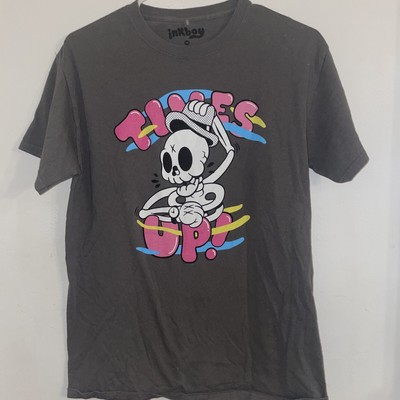 Inkboy Times Up Shirt Mens Medium Gray Short Sleeve Crew Neck Cotton 
