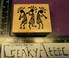 KOKOPELLI ABSTRACT PEOPLE DANCING HORNS RUBBER STAMP E2055 INKADINKADO CREAKYATT
