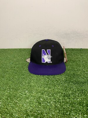 Vintage northwestern wildcats hat cap snap back purple black deadstock G Cap men