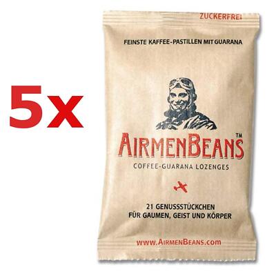 Airmen Beans 5x Kaffee Pastillen Guarana 105 St Coffein zuckerfrei AirmenBeans