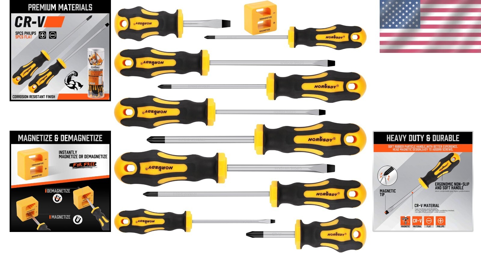 Ergonomic 11-Piece Magnetic Screwdriver Kit with Storage Case for Home Projects