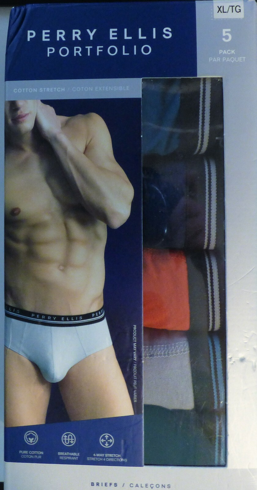 Perry Ellis Portfolio 5 Pack Men's Briefs SMLXL Pure Cotton Stretch