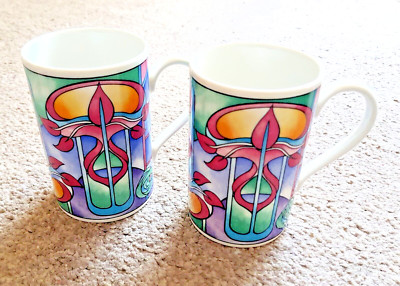 Dunoon Steinzeug Becher x 2 - Rilbride angepasst MackIntosh Design von Jane Brookshaw