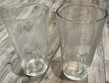 Lot of 2 St. Pauli Girl Frosted Etching Beer Pint Glass Glasses