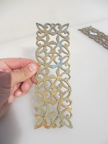 Victorian Brass Pierced Finger Plate Push Door Handle Antique Old Vintage - Picture 15 of 17