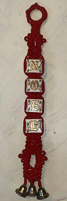 VintageO'Henry NOEL Crochet 1979 Christmas Holiday Hanging Decor Ceramic Bells