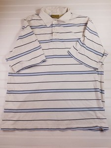 BKE-The-Buckle-67-White-Blue-Striped-Polo-Shirt-100-cotton-Men-039-s-Large-D25