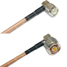RG142 Silver TNC Male Angle to N MALE ANGLE Coax RF Cable USA Lot