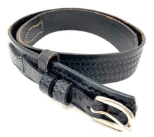 AA & E Leathercraft Genuine Black Cowhide Leather Ranger Belt & Buckle Men's 36"