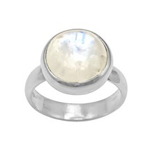 Moonstone Gemstone Ring Solid 925 Sterling Silver Pleasant For Her Birthday