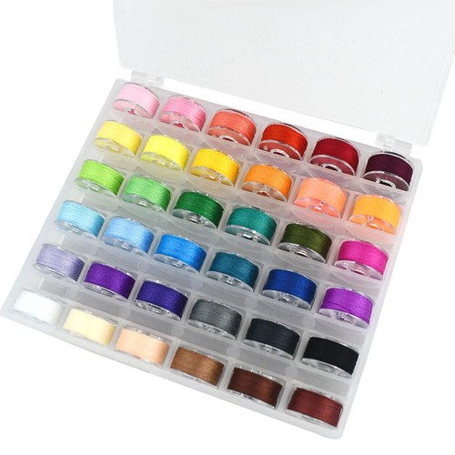 36 Pcs Prewound Bobbins Sewing Threads with Case for Embroidery Sewing