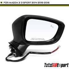 Black Power Mirror W Blind Spot For Mazda 3 3 Sport 2014-2016 Passenger Side