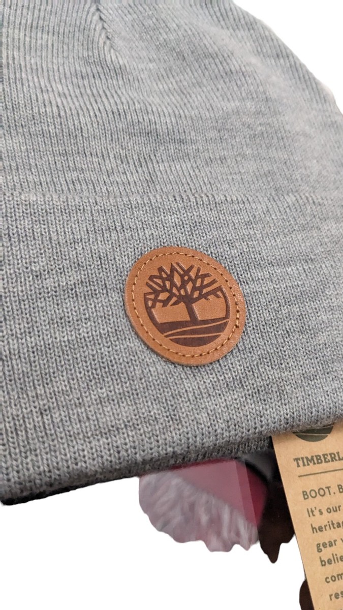Timberland Unisex Classic Knit Logo Patch Tobaggin Hat Winter