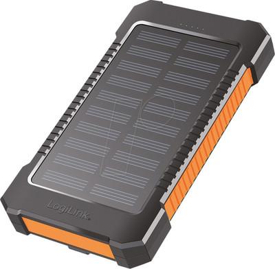 LogiLink Solar-Powerbank 8000 mAh Taschenlampe 2x USB-A Mobiler Akku 983