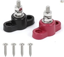 2PCS Single Stud Battery Junction Posts Block, 12V 1/4" Insulated Battery Cable