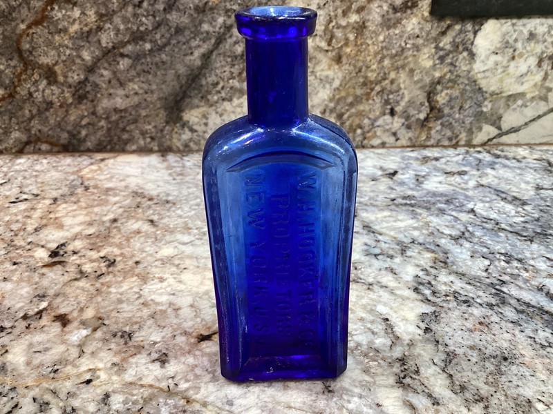 Vintage Cobalt Blue Medicine Bottle W.H. Hooker  & Co Proprietors New York, USA