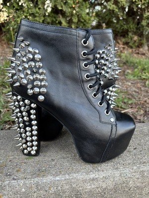 RARE Jeffery Campbell Havana Last Spike Leather Shoes Size 6.5 Black Platform