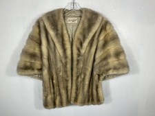 Vintage MINK fur shrug light gray One Size 20" length wrap stole cape