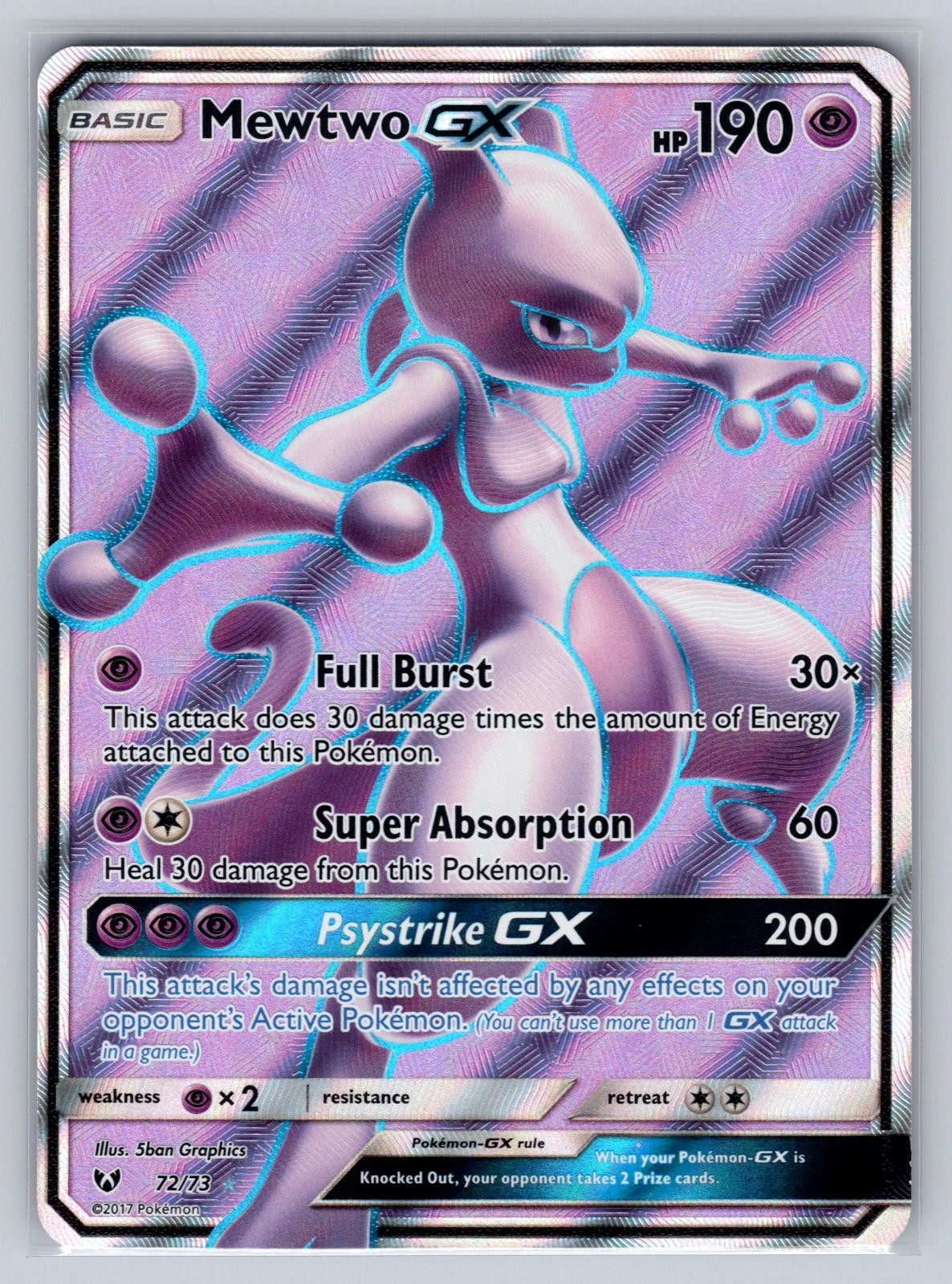 Pokemon Mewtwo GX 72/73 Holo Ultra Rare Shining Legends NM