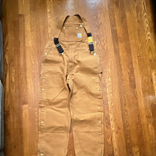 Carhartt Men's Brown Cotton Canvas Duck Bib Overalls Loose Fit 38x30 R37-BRN