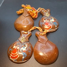 Vintage  Hand Painted Wooden Castanets Flamenco Dancers Bullfighter