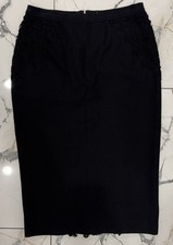 New Designer Elie Tahari Women Black Lace Pencil Skirt With Zipper Slit Size 2